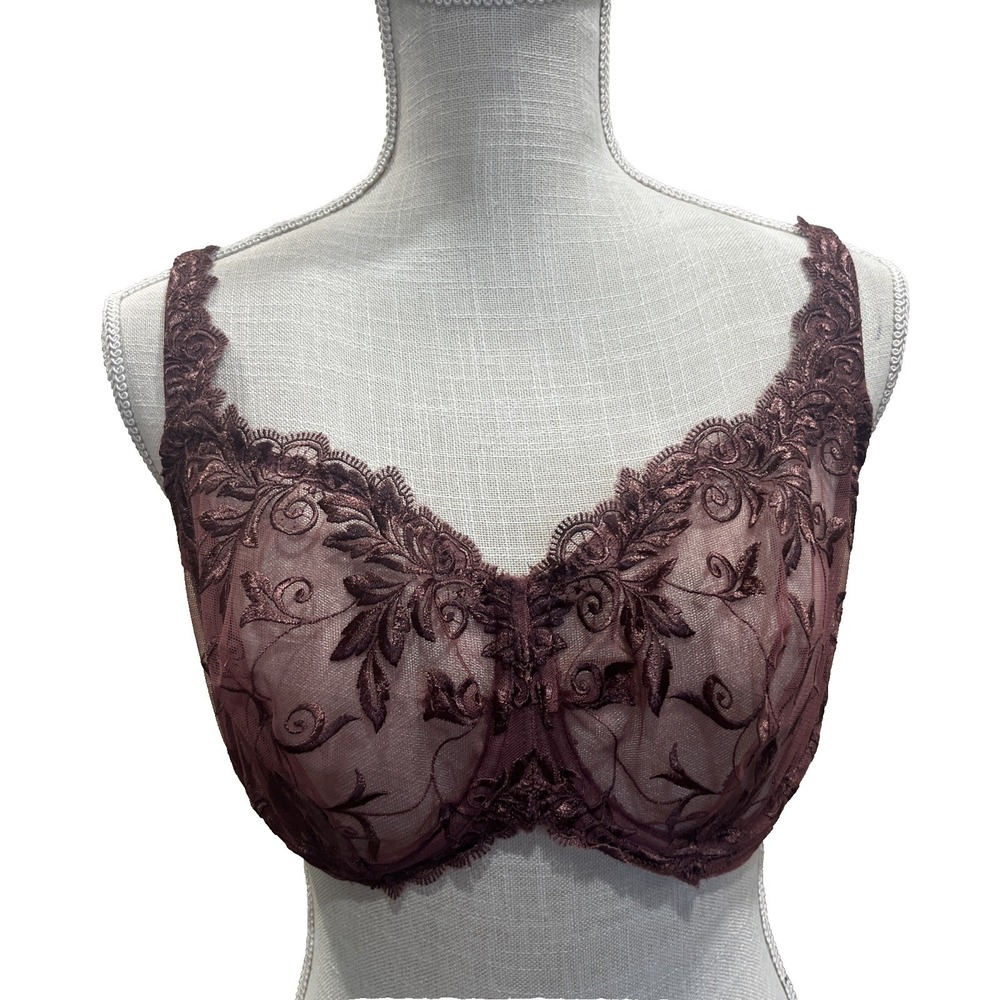 SOMA Bra Size 38DD Mauve Sensuous Lace Unlined Underwire Dusty Rose Sexy Sheer